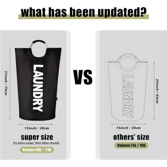 Large Laundry Hamper 90L Foldable Waterproof Clothes Basket with Handles - Picture 3 of 8